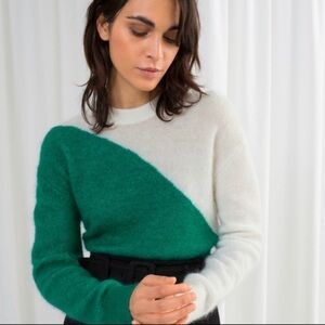 & Other Stories Mohair Wool Blend Color Block Sweater